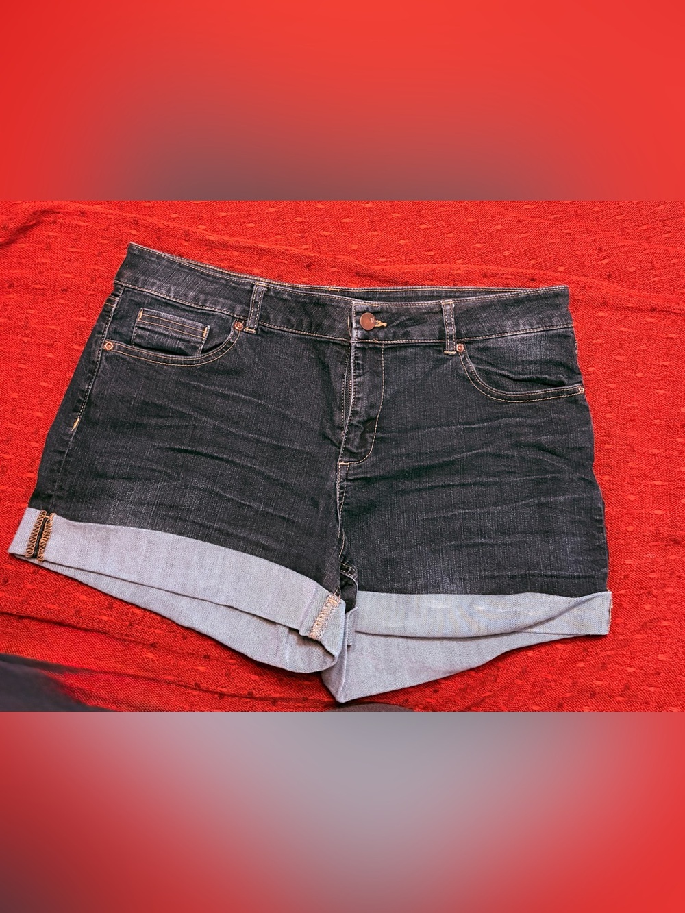 New York & Company Dark Wash Rolled Hem Denim Shorts